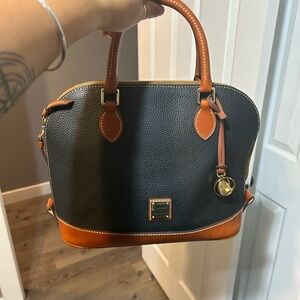 Dooney & Bourke Black and Brown Leather Satchel